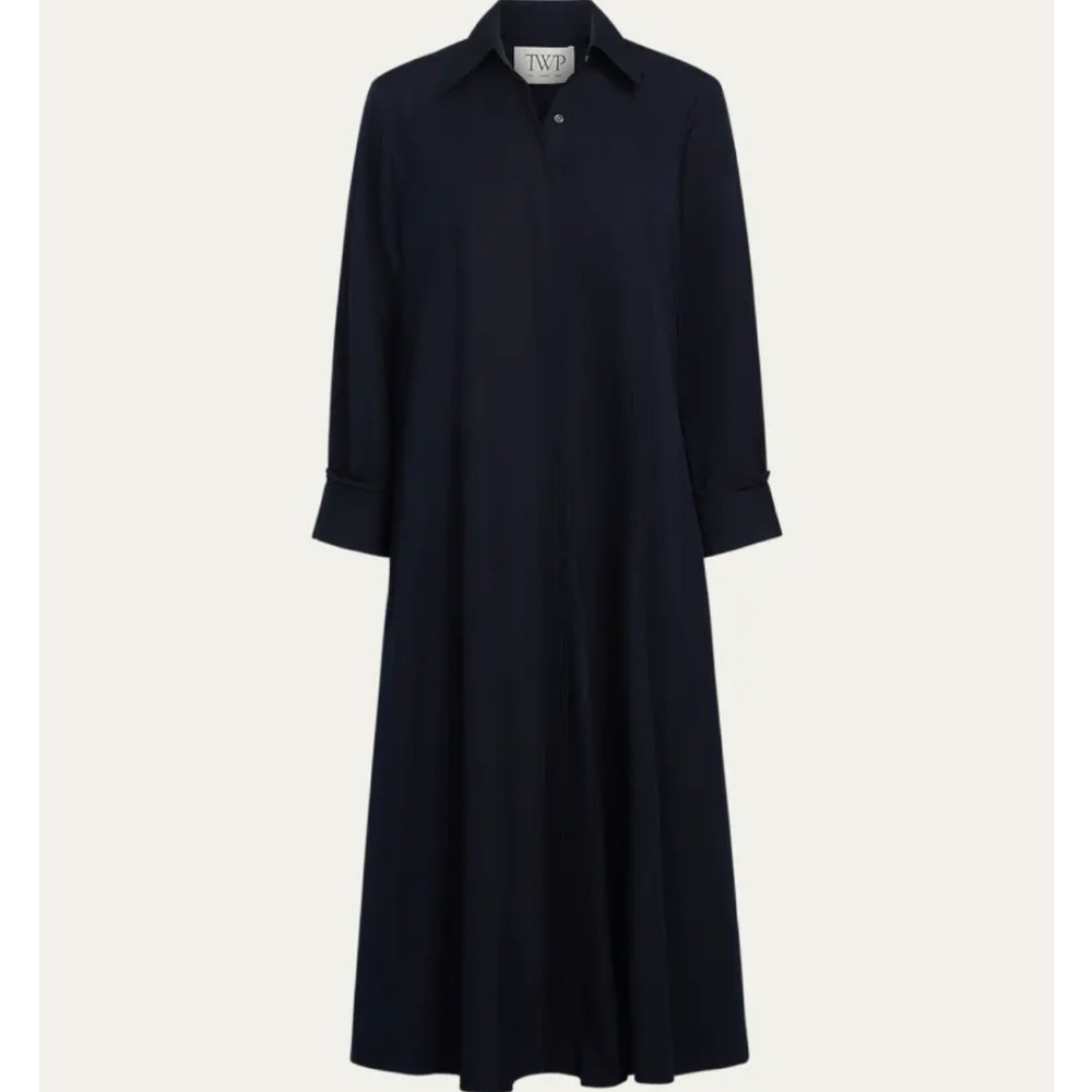 TWP Brand New Women's Blue Long Sleeve Shirt Dress